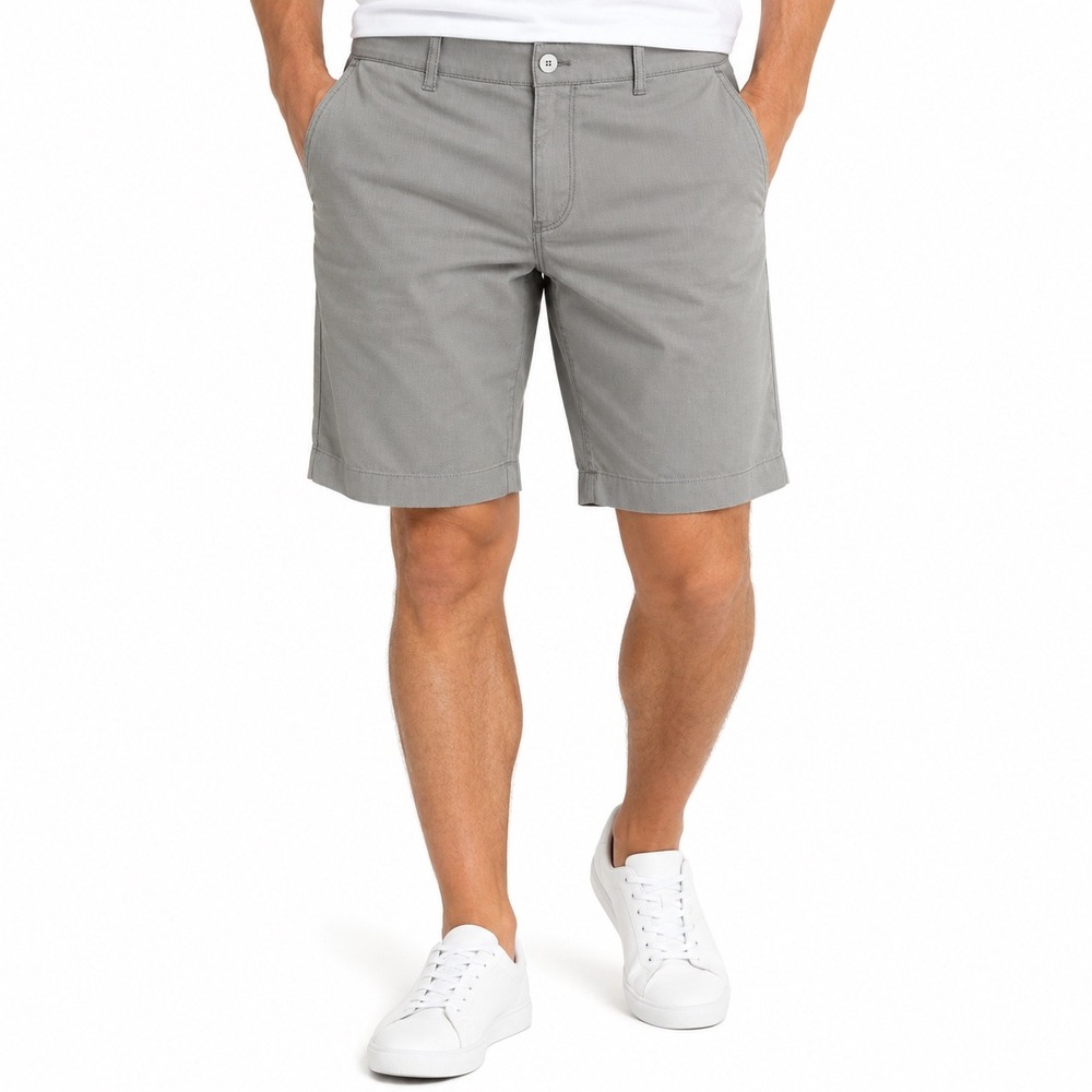 Brax Feel Good Mens Bari Chino Shorts Grey Cotton Lyocell Stretch Size 34/32